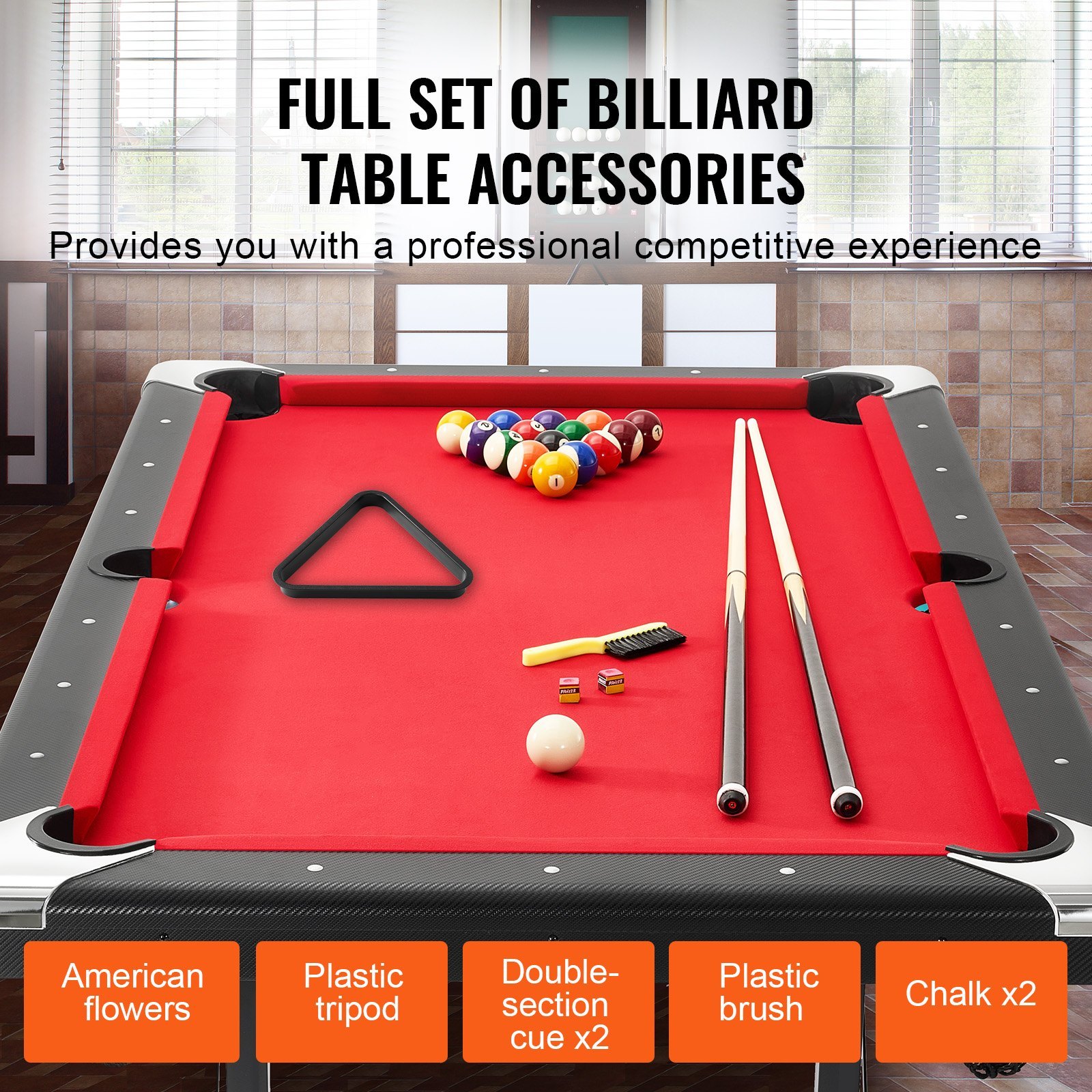 6.3 Ft Foldable Pool Table - Portable Billiards Table Set - Image 2