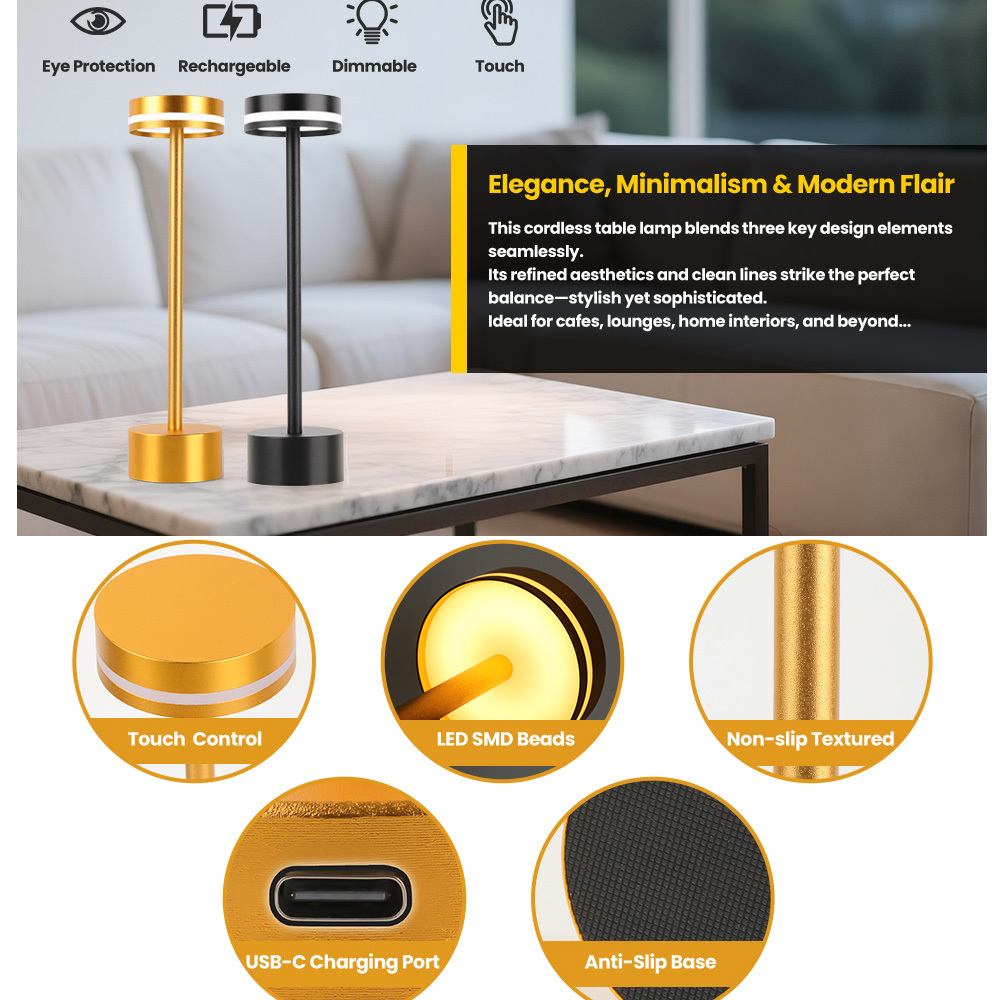 2-Pack Rechargeable LED Table Lamps – 5000mAh - Image 3