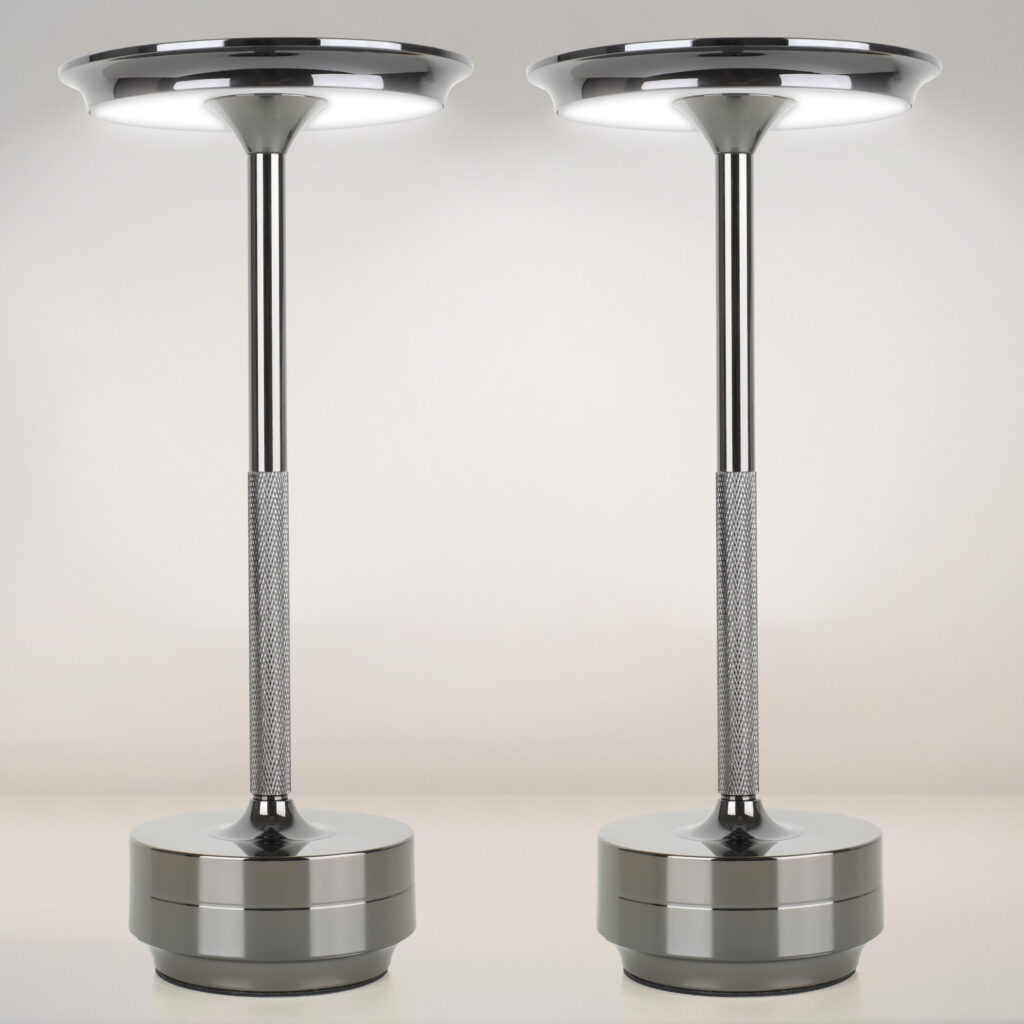 2pcs Rechargeable Cordless Table Lamp, 5000mAh Portable Wireless LED Lamp, 3 Color Modes Stepless Dimming Touch Lamp, Aluminum Alloy Bedside Desk Lamp For Bedroom Office Camping Dining