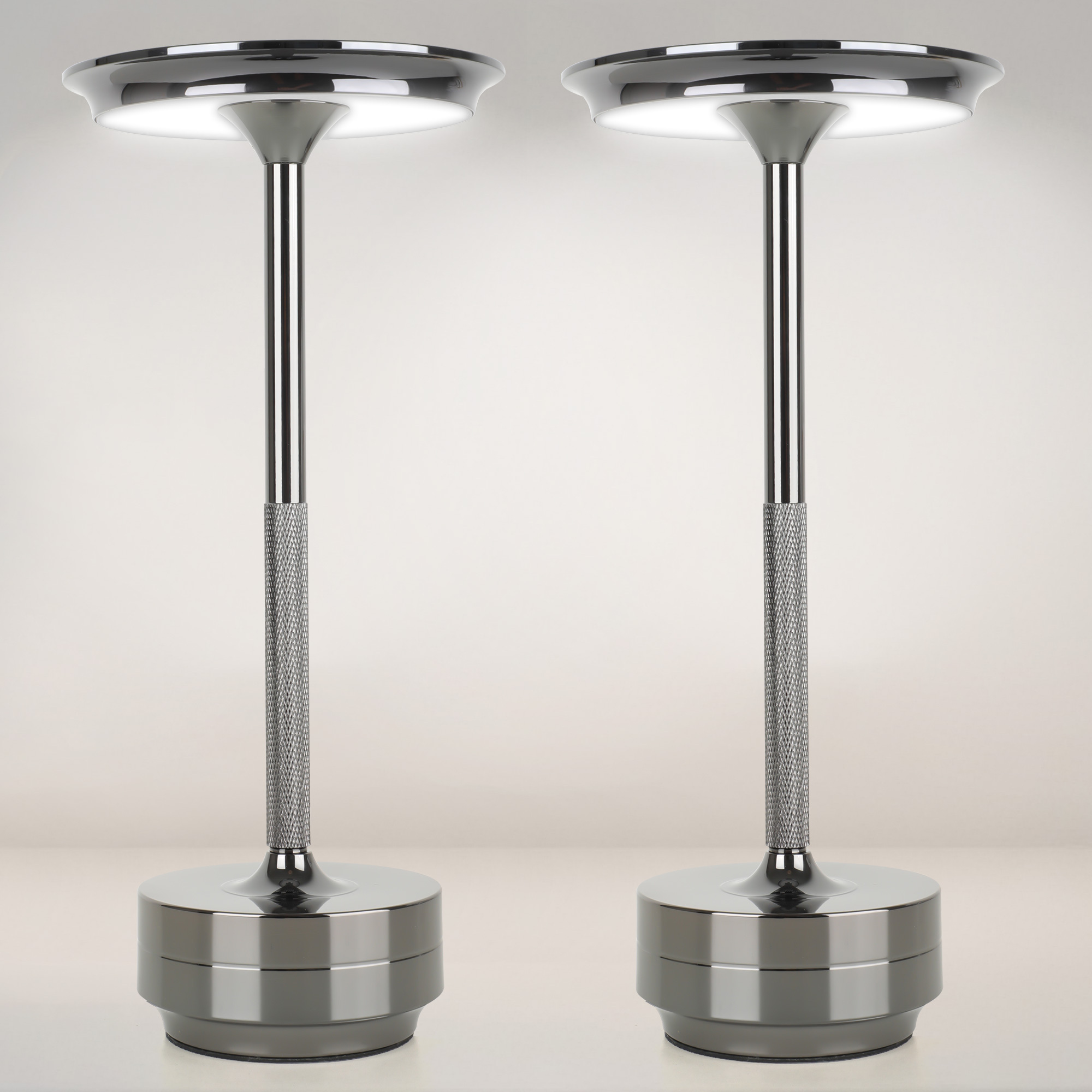 2pcs Rechargeable Cordless Table Lamp, 5000mAh Portable Wireless LED Lamp, 3 Color Modes Stepless Dimming Touch Lamp, Aluminum Alloy Bedside Desk Lamp For Bedroom Office Camping Dining