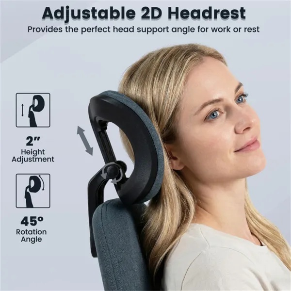 Blue Ergonomic Office Chair – Adjustable Headrest - Image 8