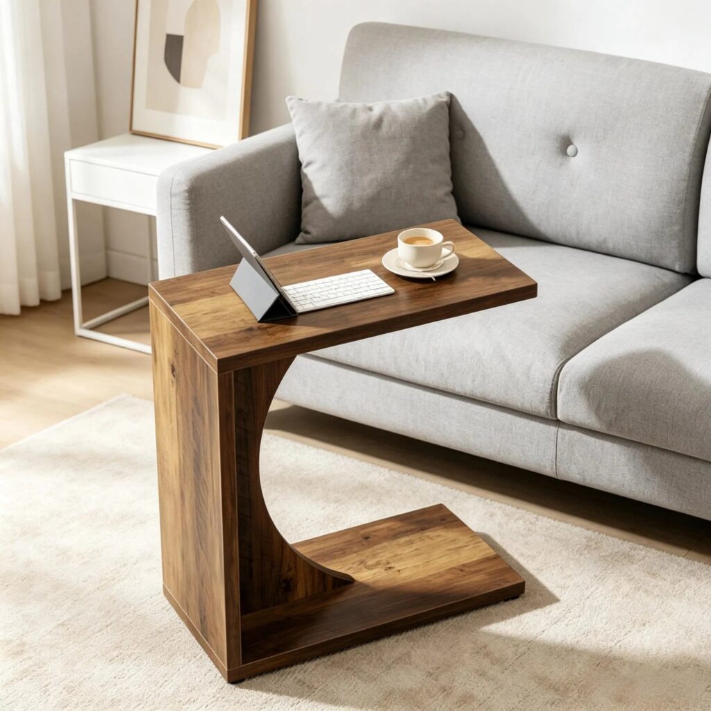 Modern End Table with Adjustable Legs and Feet for Living Room