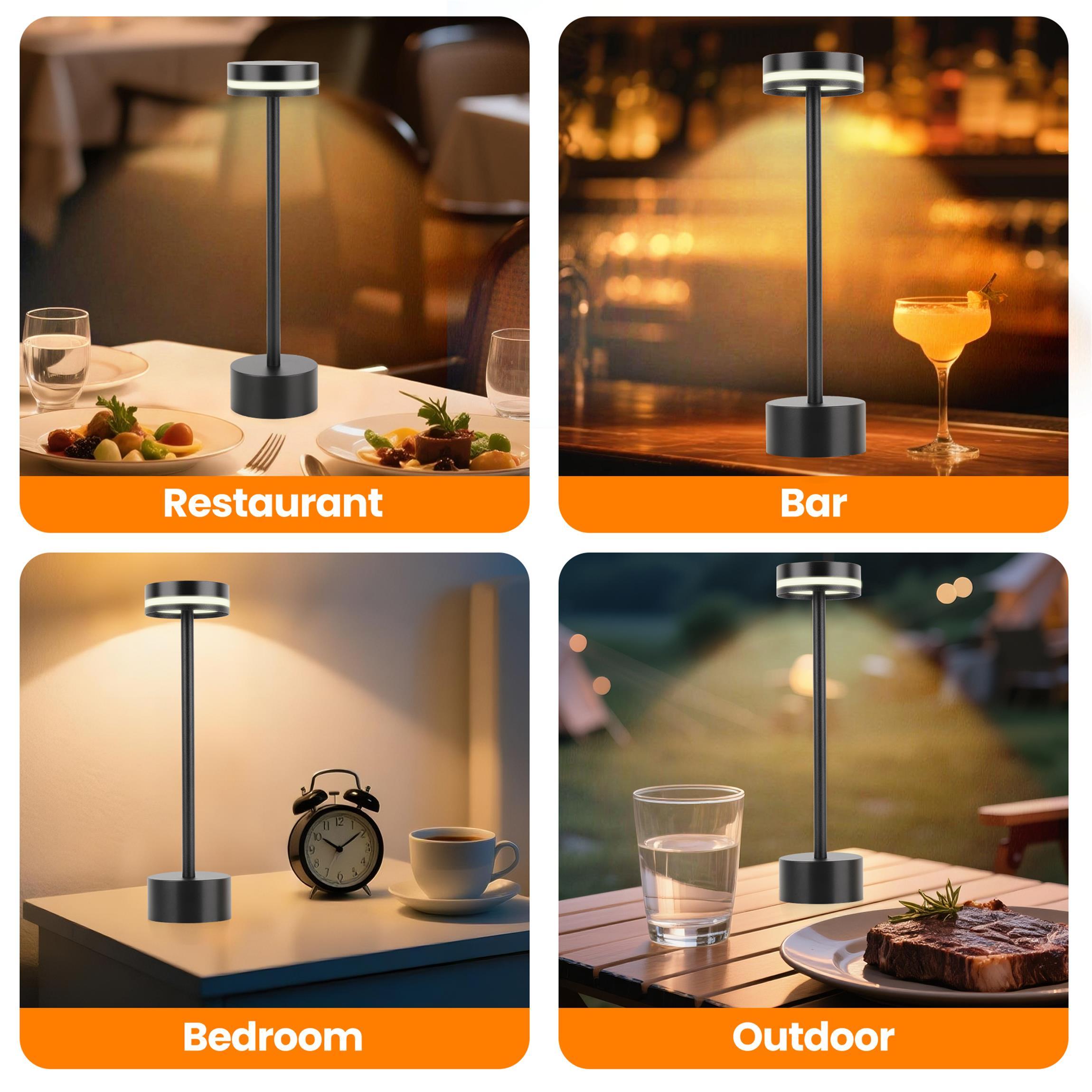 2pcs LED Cordless Table Lamp, 5000mAh Rechargeable Battery, 3 Color Modes Stepless Dimming Touch Lamp, Aluminum Portable Night Light, IP54 Waterproof Bedside Desk Lamp For Bedroom Dining Camping - Image 7