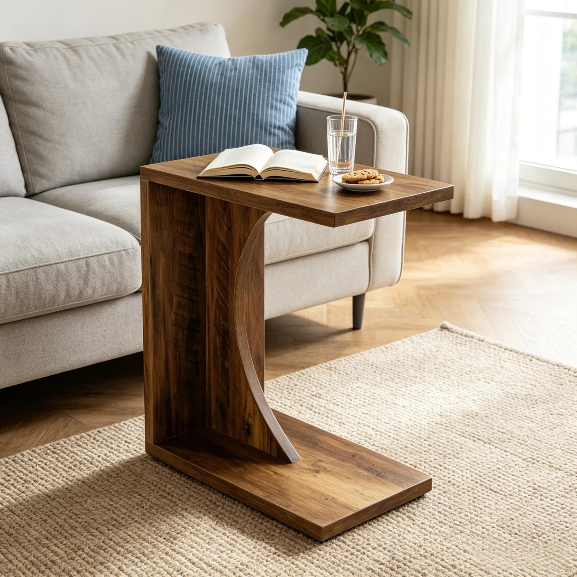 Modern End Table with Adjustable Legs and Feet for Living Room - Image 5