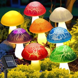 8-Pack Solar Mushroom Lights - Color Changing