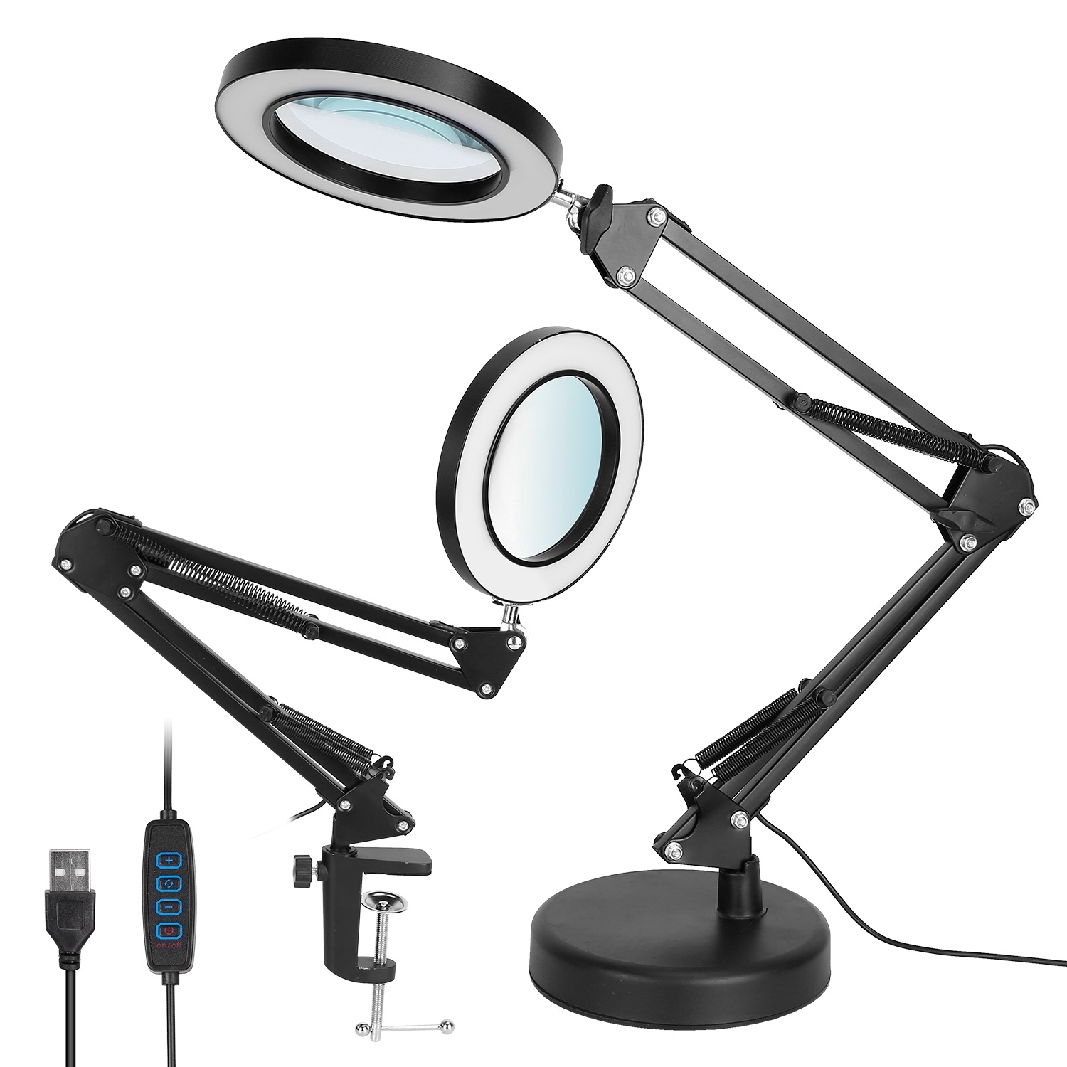LED Magnifier Desk Lamp with Clamp - 8X Swing Arm - Image 2