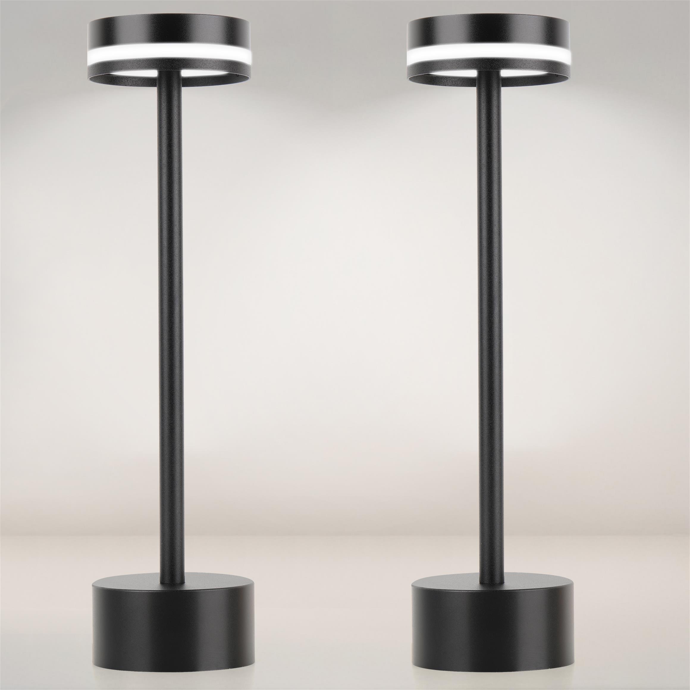 2pcs LED Cordless Table Lamp, 5000mAh Rechargeable Battery, 3 Color Modes Stepless Dimming Touch Lamp, Aluminum Portable Night Light, IP54 Waterproof Bedside Desk Lamp For Bedroom Dining Camping