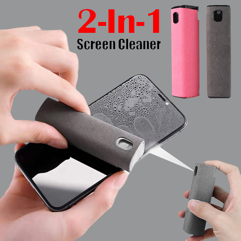 2-in-1 Screen Cleaner Spray with Built-In Microfiber Wipe