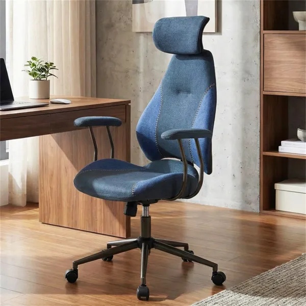Blue Ergonomic Office Chair – Adjustable Headrest - Image 3