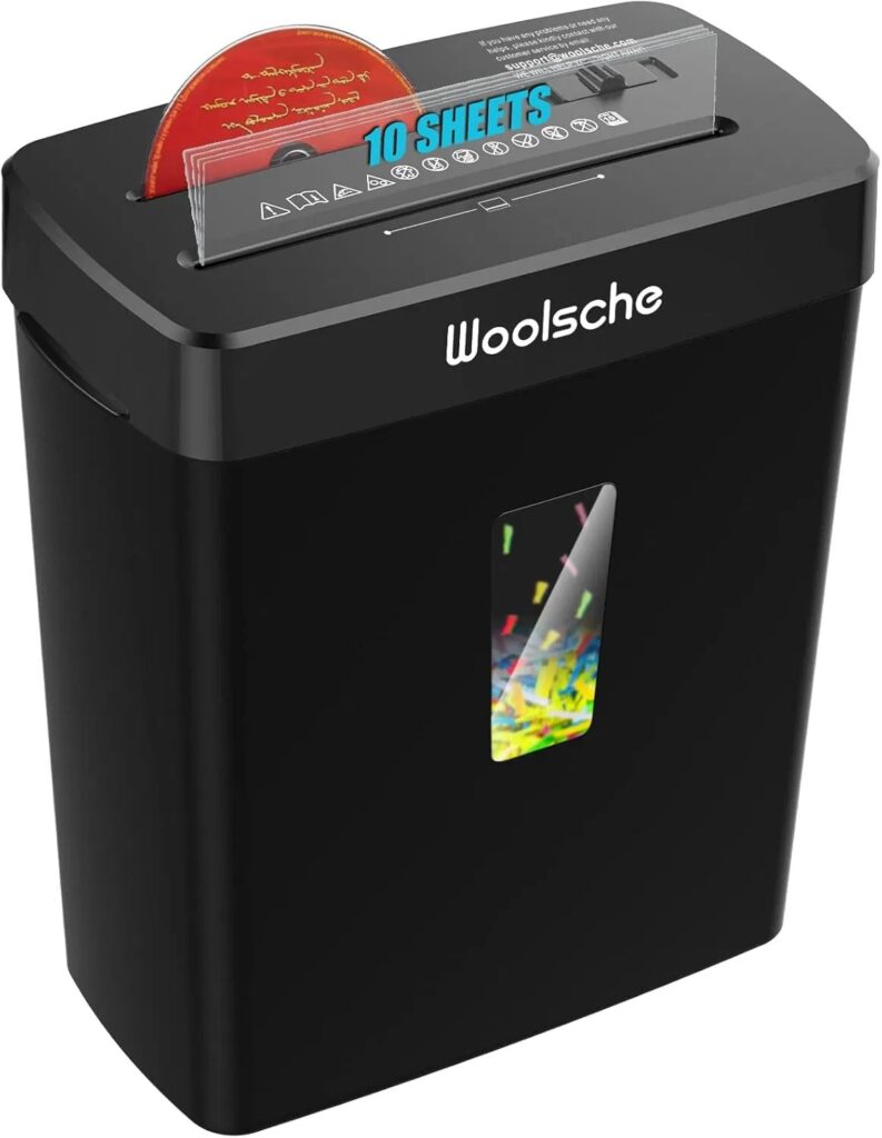 10-Sheet Cross Cut Paper Shredder for Home Office