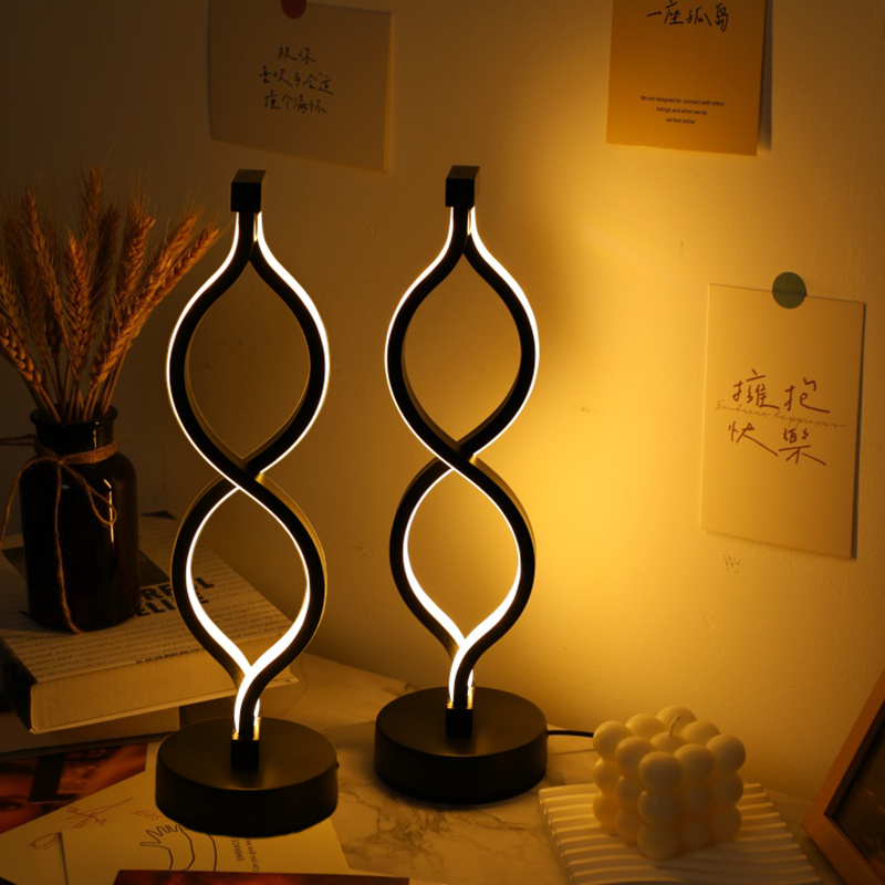 Modern Wave Desk Lamp - Spiral LED Sculpture Lamp