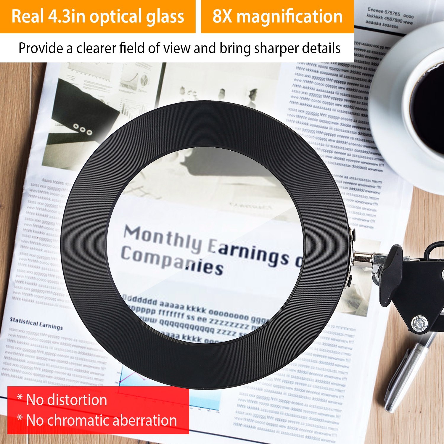 LED Magnifier Desk Lamp with Clamp - 8X Swing Arm - Image 5
