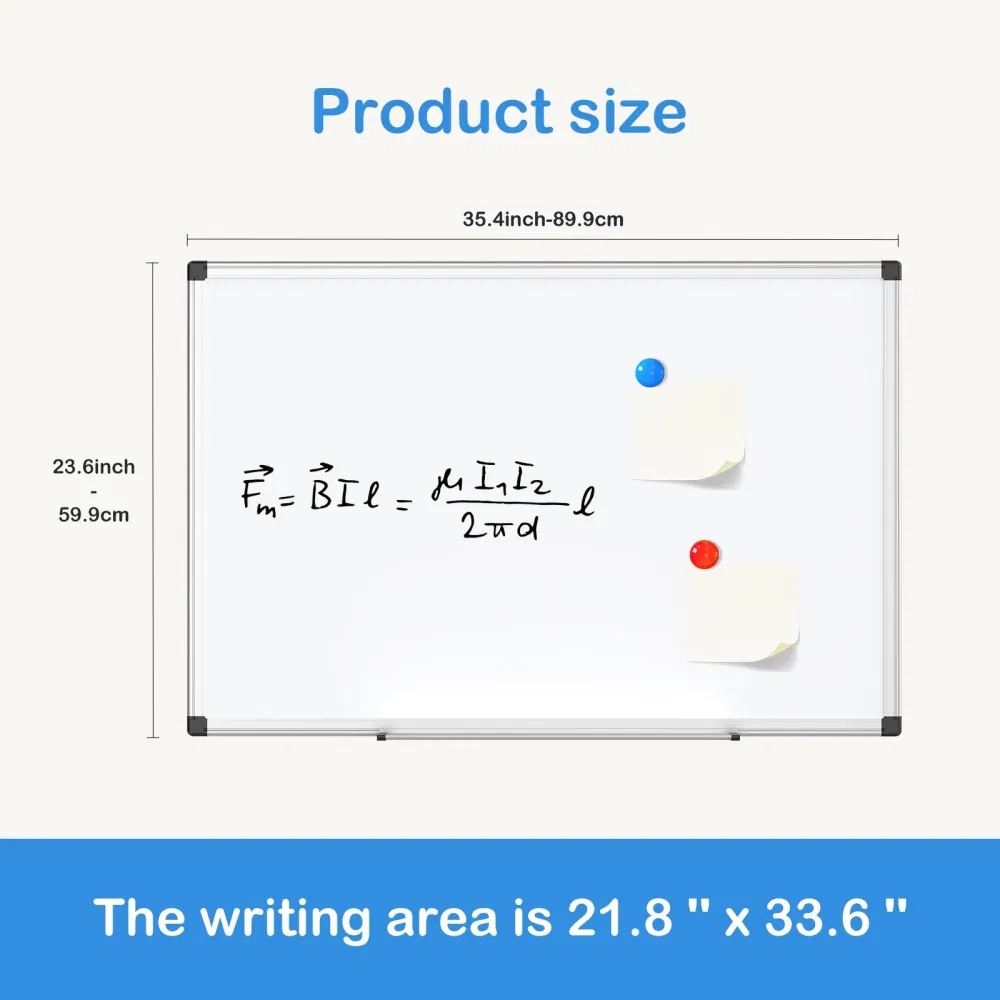 36 X 24 inches Magnetic Dry Erase Board with Aluminum Frame, Whiteboard for Home School - Image 2