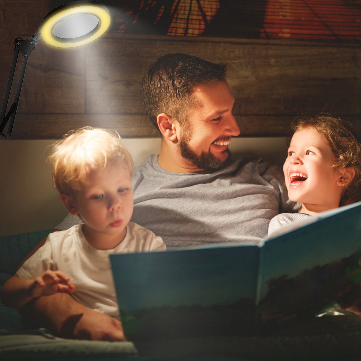 LED Magnifier Desk Lamp with Clamp - 8X Swing Arm
