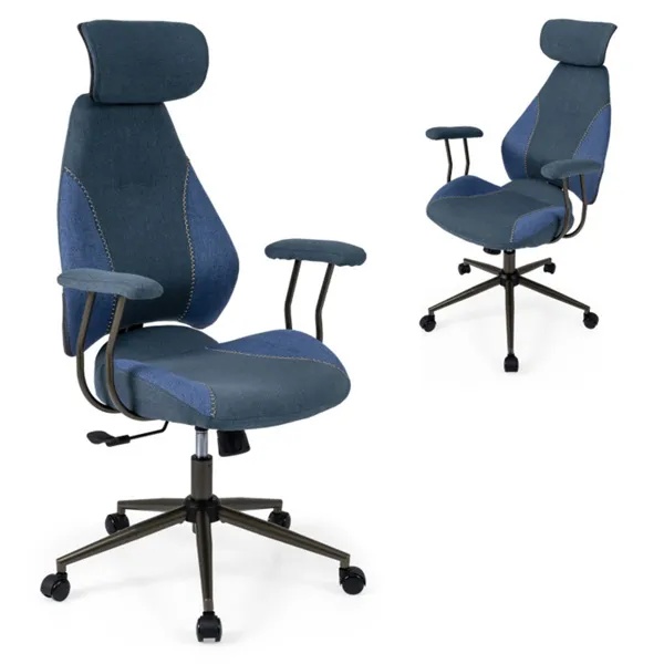 Blue Ergonomic Office Chair – Adjustable Headrest - Image 6