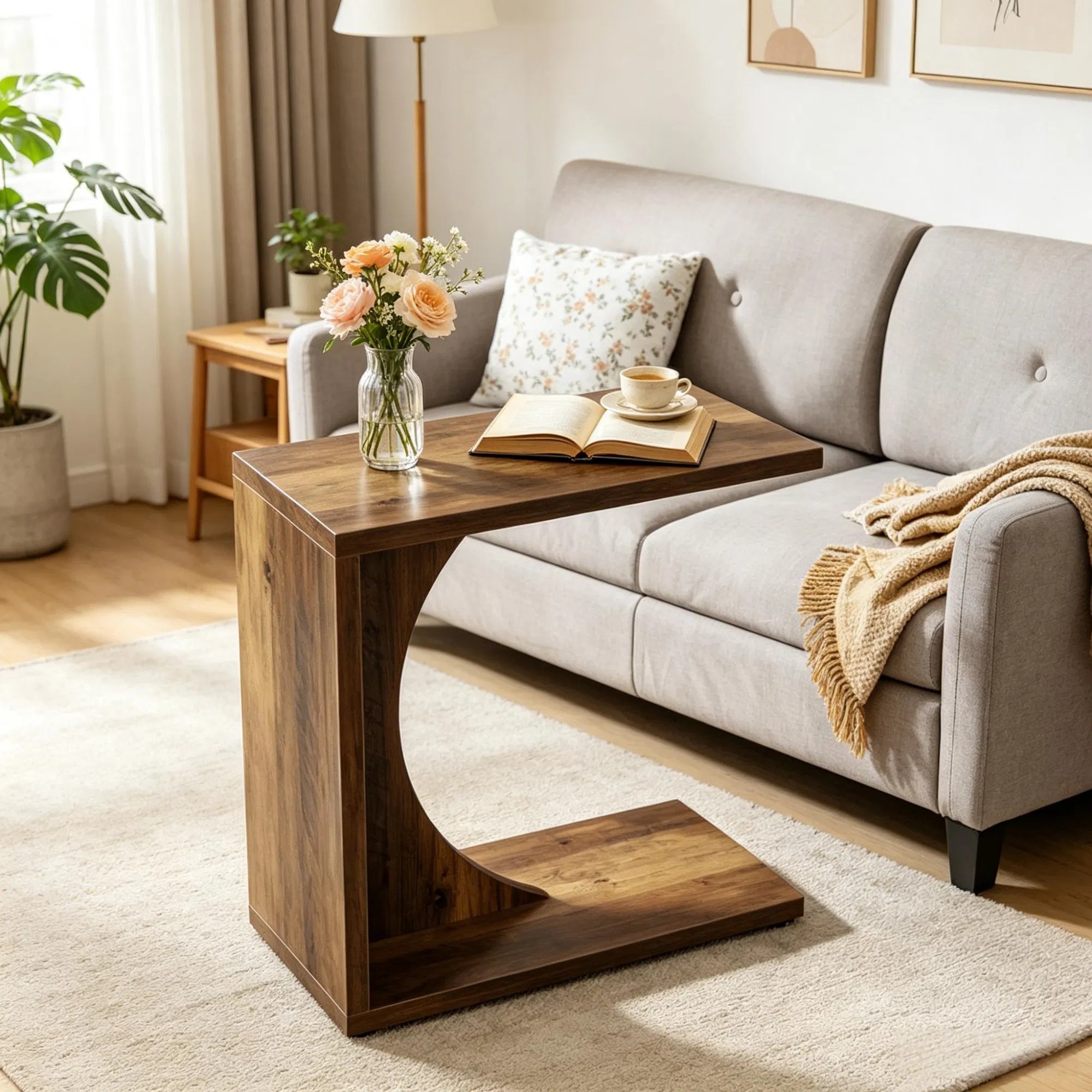 Modern End Table with Adjustable Legs and Feet for Living Room - Image 2