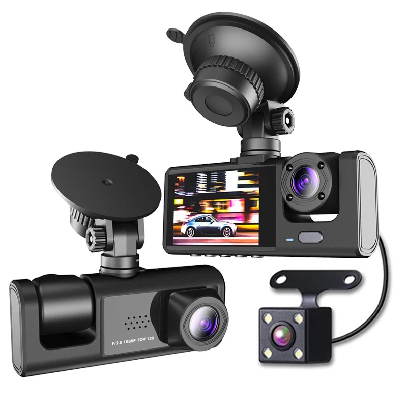 3-Channel Dash Cam 1080P - Front Rear Inside with G-Sensor - Image 2