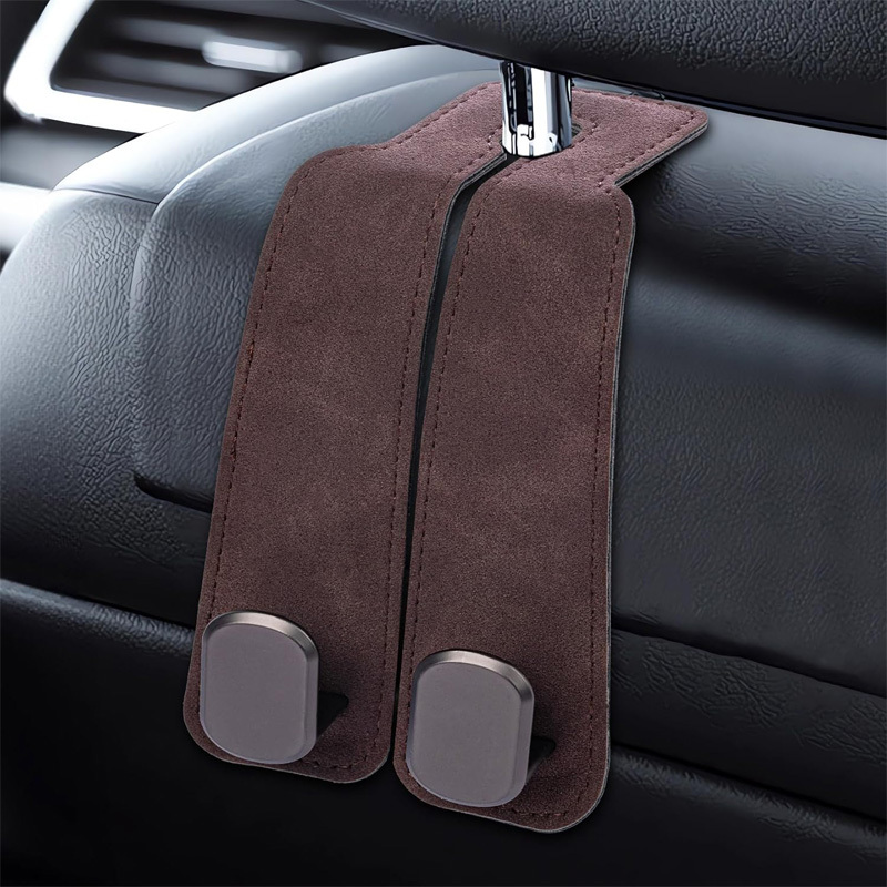 Car Headrest Hooks - Leather Purse & Bag Holder for Car Seat